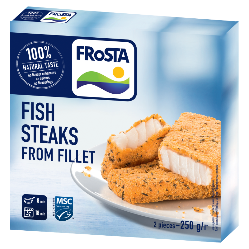 FRoSTA fagyasztott tőkehalfilé szeletek fűszernövényes panírban 250 g