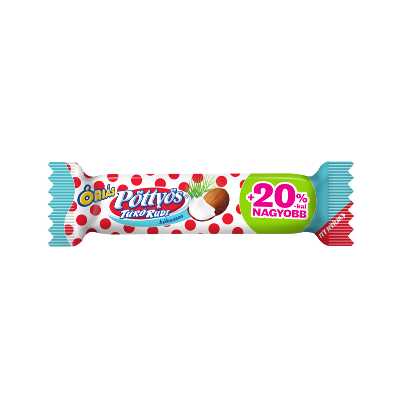 Pöttyös Óriás Túró Rudi 51 g +20%, tejbevonóval, kókuszos