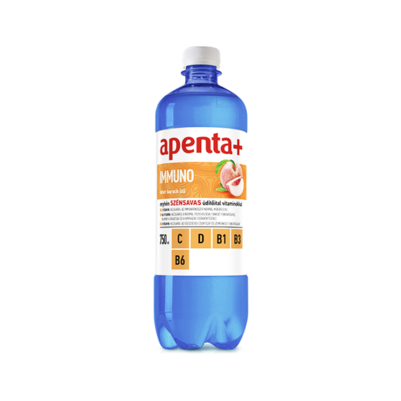 Apenta+ Immuno enyhén szénsavas üdítő 0,75 l fehér barack ízű