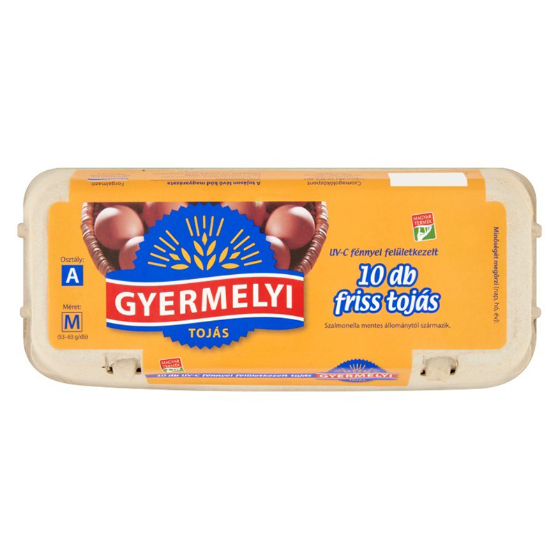 Tojás 10 db UV-C fénnyel kezelt Gyermelyi M